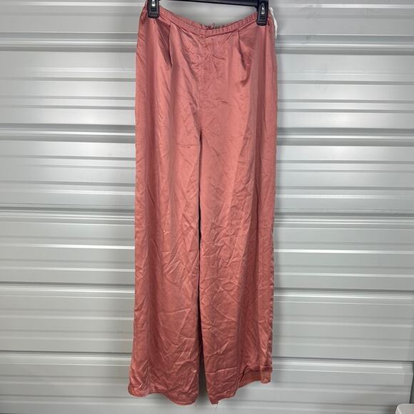Vintage Ann Taylor Pink SILK Wide Leg Pants - Picture 1 of 6
